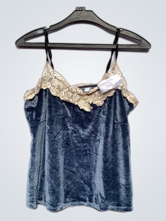 Lace Trim Velvet Camisole Top