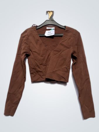Stradivarius Brown Cropped Knit Top
