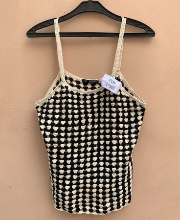 Bestow Black and White Checkered Knit Camisole