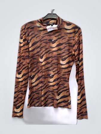 ONLY Sheer Animal Print Turtleneck Top