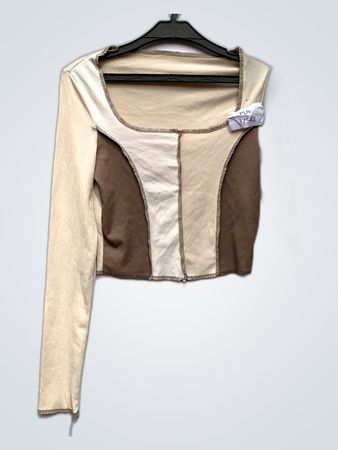 Unbranded Cropped Color-Block Knit Top