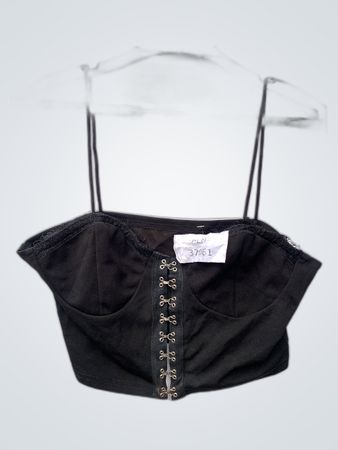 Black Lace-Trimmed Corset Top