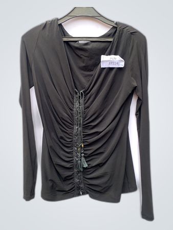 Black Lace-up Long Sleeve Blouse