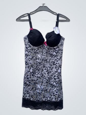 Black Lace Leopard Print Bustier Top