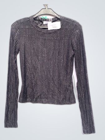 WOW Black Striped Long-Sleeve Knit Top