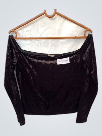 Garage Black Off-Shoulder Velvet Blouse