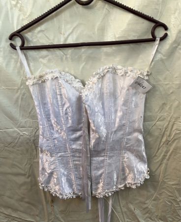 White Lace-Up Satin Corset Top