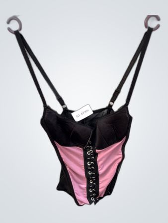 Unbranded Lace-Up Black and Pink Bustier Corset