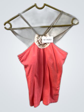 Coral Beaded Spaghetti Strap Cami Top