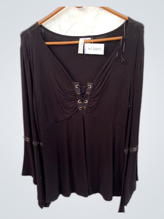 Body Boutique Flirt Black Lace-Up Blouse