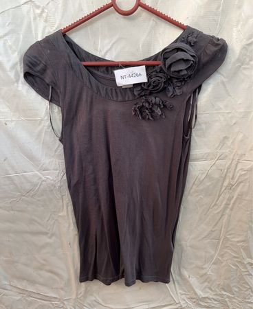 Grey Ruffle Shoulder Blouse