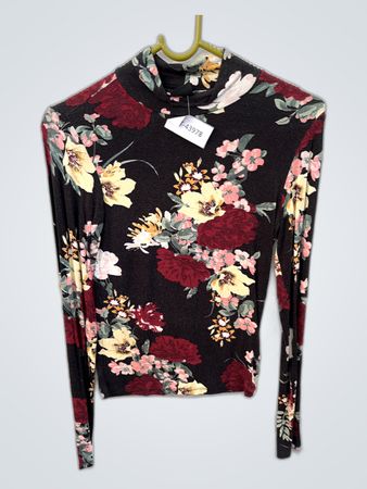 Gina Tricot Floral Printed Mock Neck Blouse