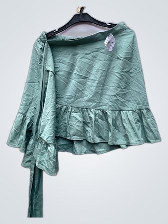 ONLY Green Ruffled Wrap Mini Skirt
