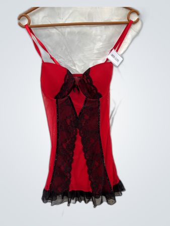 Red Lace Trim Camisole Top