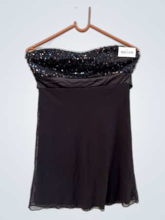 Black Sequin Strapless Top