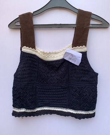 Unbranded Navy Knit Crop Vest
