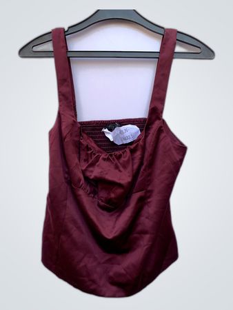 Burgundy Ruffled Satin Camisole