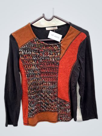 Long Sleeve Top with Patterned Front