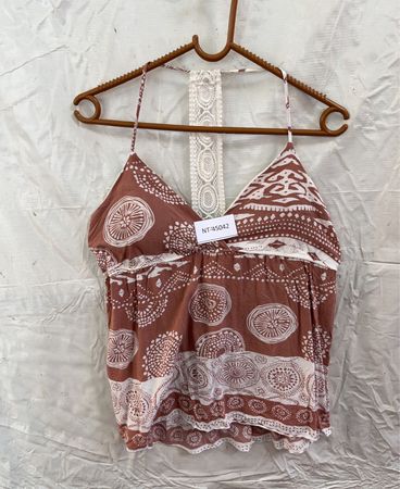 Printed Lace Trim Camisole Top