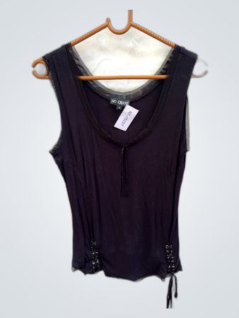 No Excuse Black Lace-Up Sleeveless Blouse