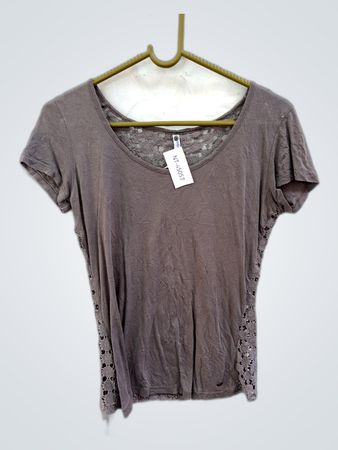 Unbranded Gray Lace Detail Blouse
