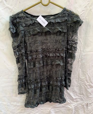 Gray Lace Ruffled Top