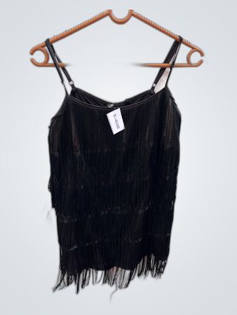 Lygia Black Fringed Camisole Top
