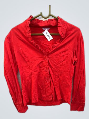 Zara Red Ruffle Blouse