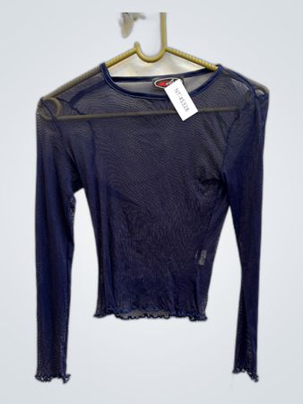 XOXO Sheer Mesh Long Sleeve Blouse