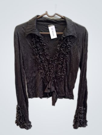Evita Black Ruffled Blouse