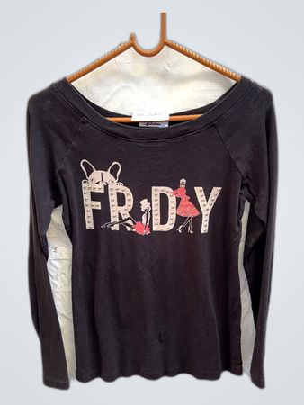 Oasis Black Graphic Long Sleeve Top