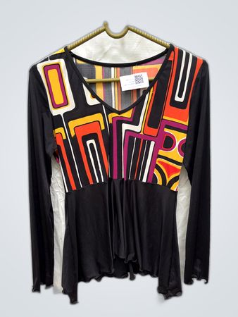 Blouse with Colorful Geometric Pattern