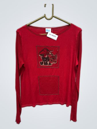 Red Long-Sleeve Shirt with Graphic