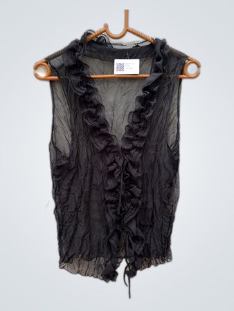 Black Ruffled Sheer Top