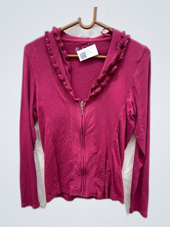 Ghost Ruffled Zip-Up Knit Cardigan