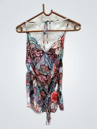 Printed Floral Wrap Blouse