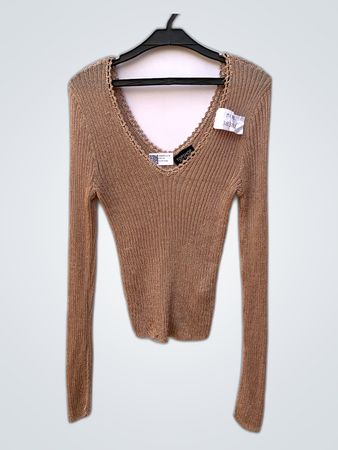 Topshop V-Neck Metallic Knit Sweater