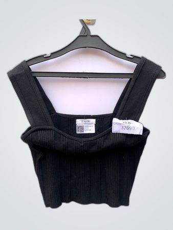 Black Ribbed Crop Top