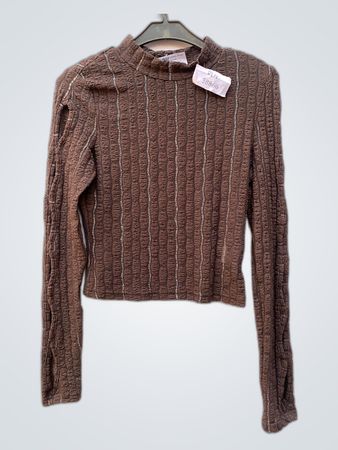 Brown Striped Long-Sleeve Top