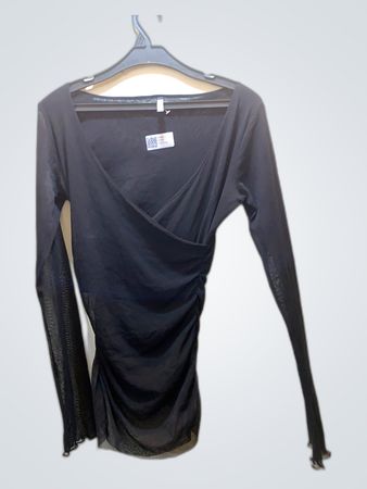 Unbranded Black Sheer Wrap Blouse