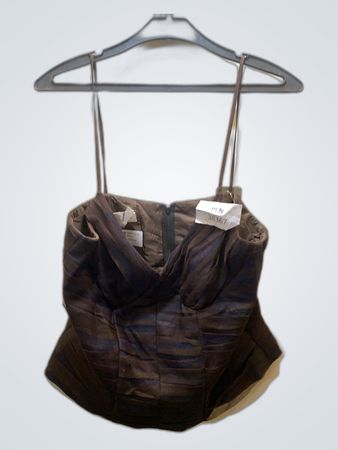 Lia Raffaelli Pleated Brown Bustier Top