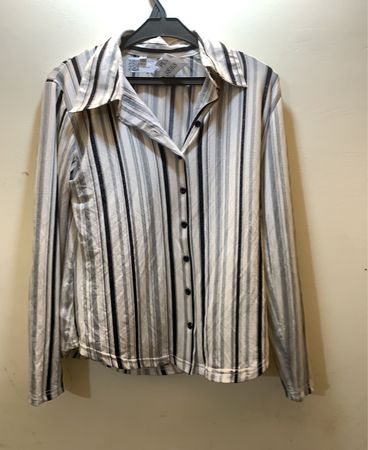 Striped Satin Button-Up Shirt