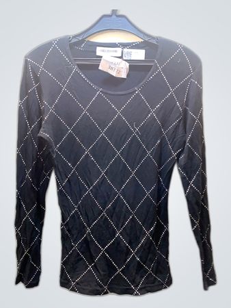 Vogliannova Black Rhinestone Embellished Knit Sweater