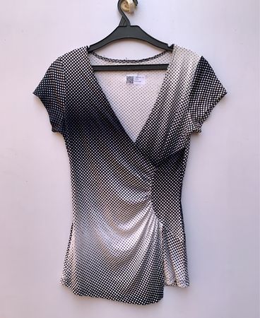 FaithVintage Black and White Polka Dot Top