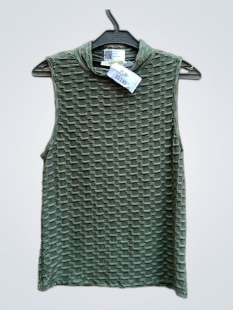 Eyecandy Green Textured Mock Neck Tank Top