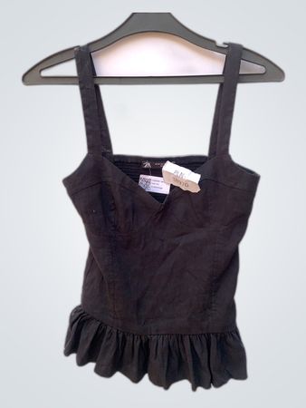 Zara Black Ruffle Strap Blouse