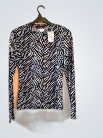 Stradivarius Zebra Print Mesh Long Sleeve Blouse