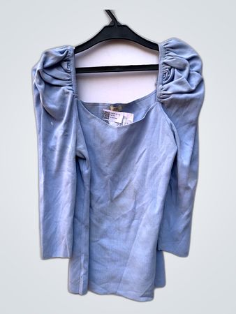 River Island Light Blue Puffed Sleeve Blouse