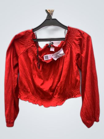 Diesel Red Off-Shoulder Ruffle Blouse