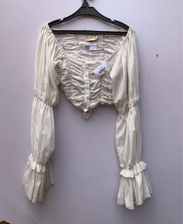 Club L London White Off-Shoulder Ruffle Blouse